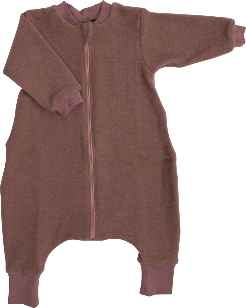 Lilano woolplush sleeping bag with feet mauve