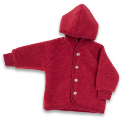 Engel Natur woolfleece jacket with hood Rosewood Melange