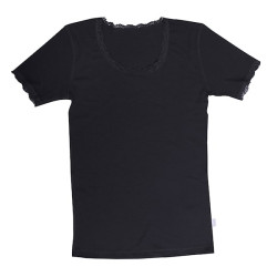 Joha wool short sleeve shirt black (70403)