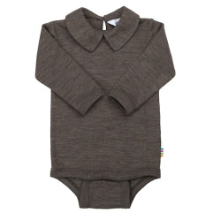 Joha wool silk long sleeved body brown melange with collar