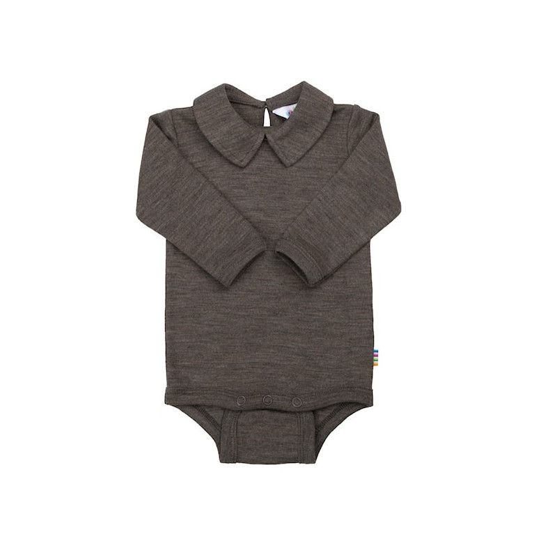 Joha wool silk long sleeved body brown melange with collar