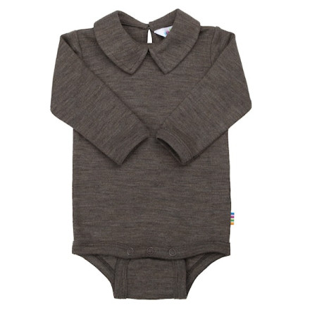 Joha wool silk long sleeved body brown melange with collar