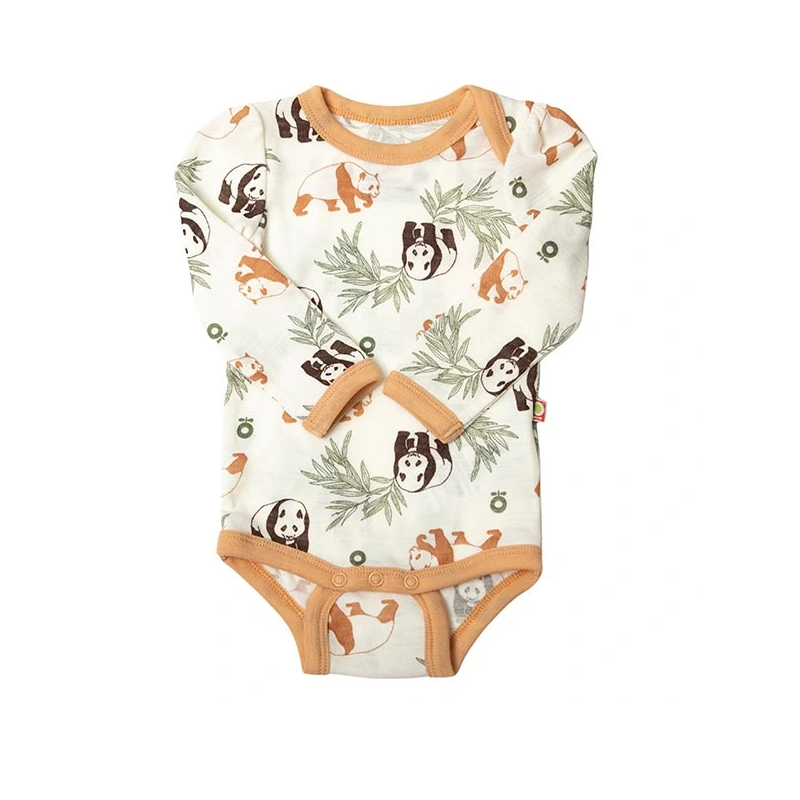 Katvig (Joha) outlet wollen romper met panda's oranje