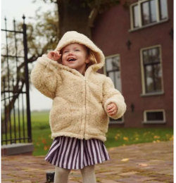 We Are Wovens wollen jas latte met rits (kind)