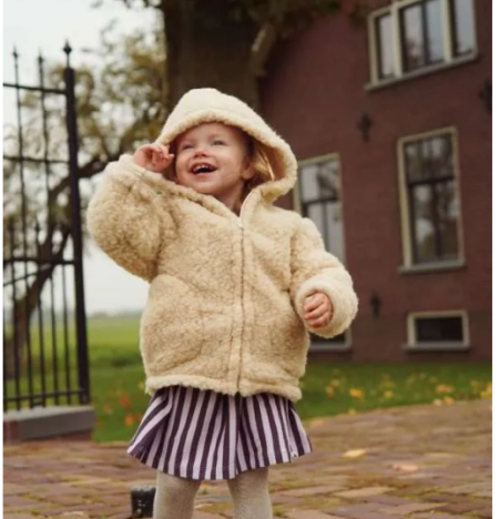 We Are Wovens wollen jas latte met rits (kind)