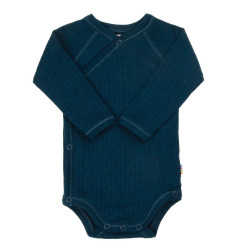 Joha merino woolen wrap around body long sleeved dark turquoise