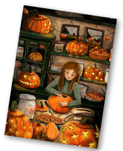 Esther Bennink postkaart pompoengezelligheid