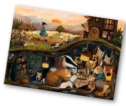 Esther Bennink postkaart Cosy in the woods