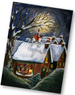 Esther Bennink postkaart De maan schijnt door de bomen