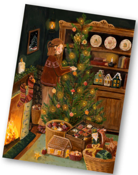 Esther Bennink postal card kerstdecoratie
