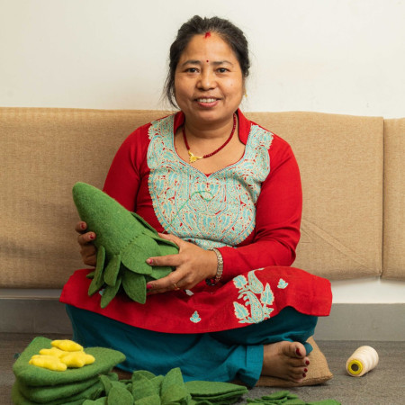 Sjaal met verhaal staande decoratie kerstboom groot groen multikleur
