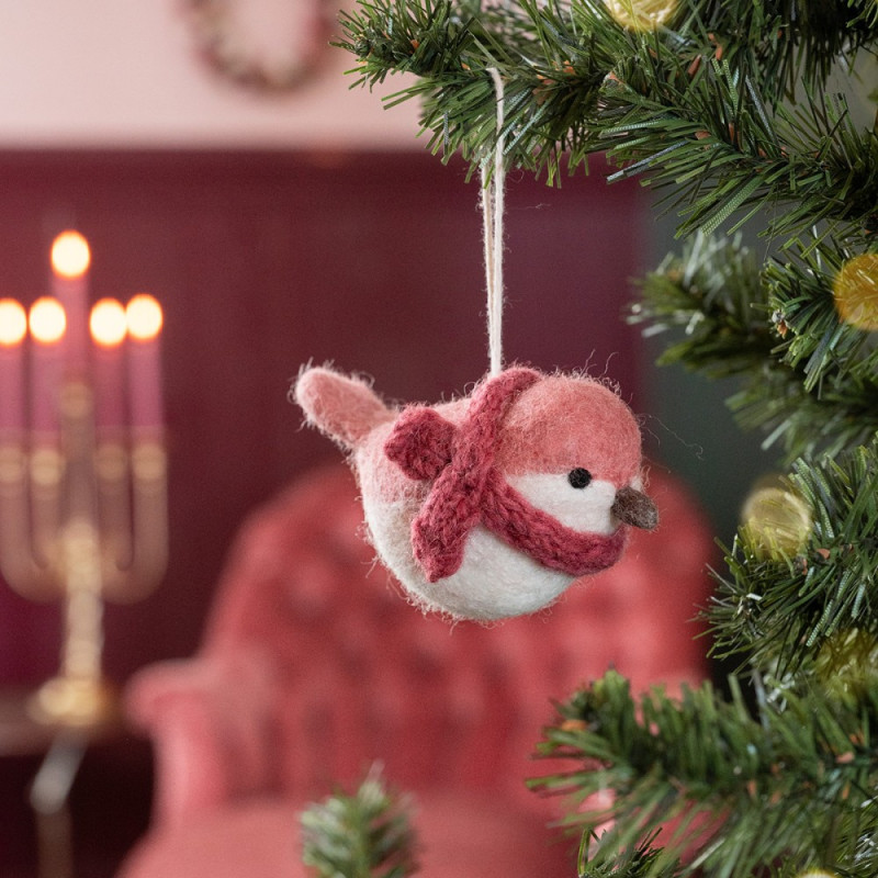 Sjaal met verhaal hanger bird old pink