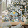Sjaal met verhaal kerststal blauw wit