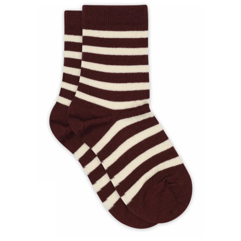 MP Denmark wollen gestreepte sokken wine red 79220