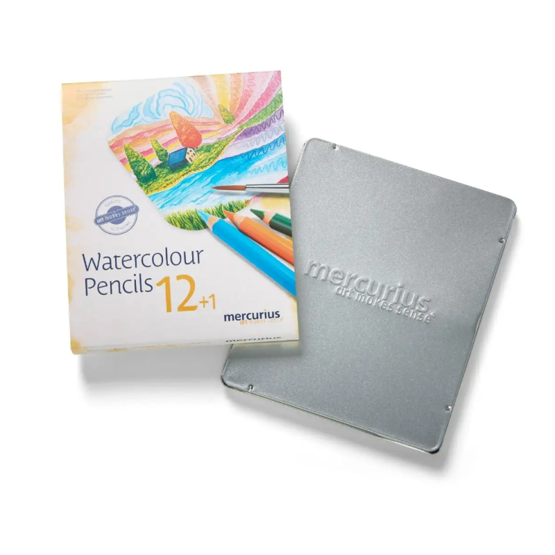 AMS set of 12 water colour pencils with a brush