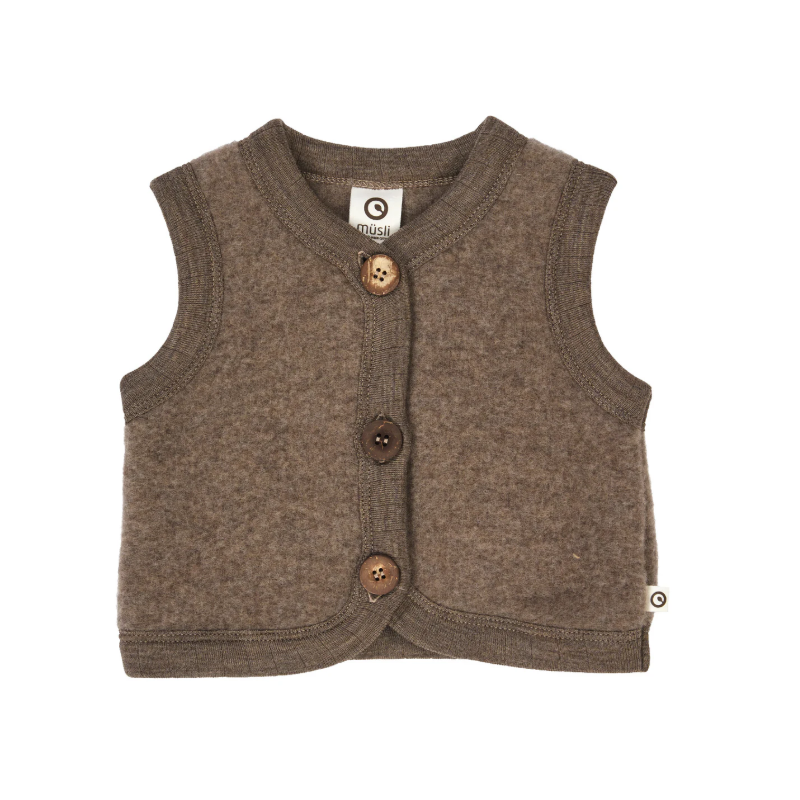 Musli wolfleece bodywarmer walnut melange