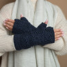 Sjaal met verhaal wollen handwarmers granny square donkerblauw