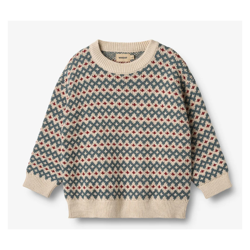 Wheat gebreide katoenen trui harlow met winterprint