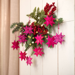 Sjaal met verhaal hanger Sari ster fuchsiatinten