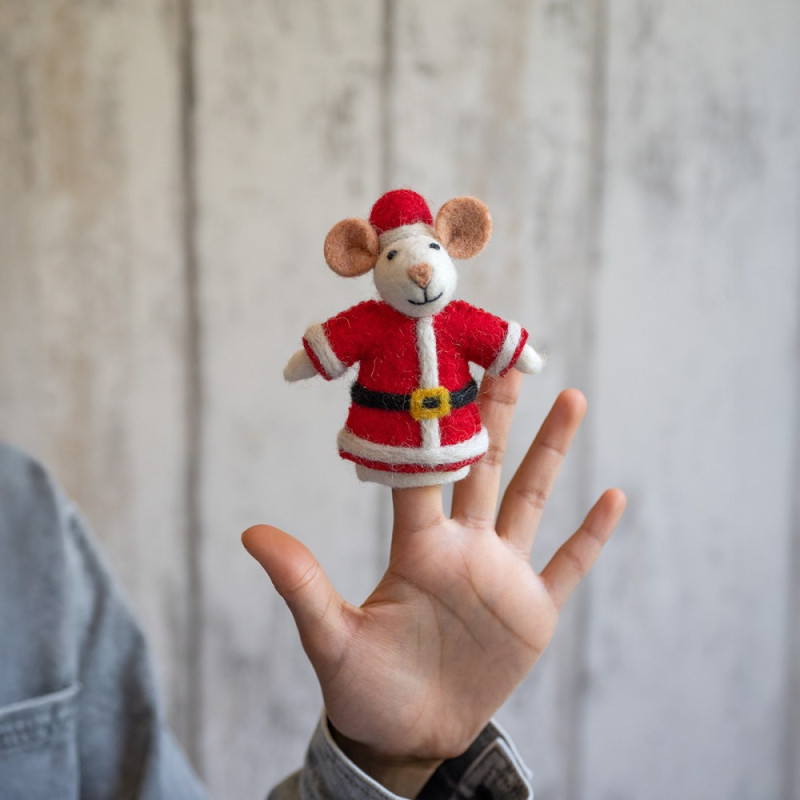 Sjaal met Verhaal vingerpoppetje kerstman