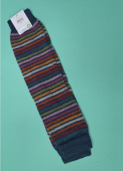 Hirsch natur woolen leg warmers rainbow blue