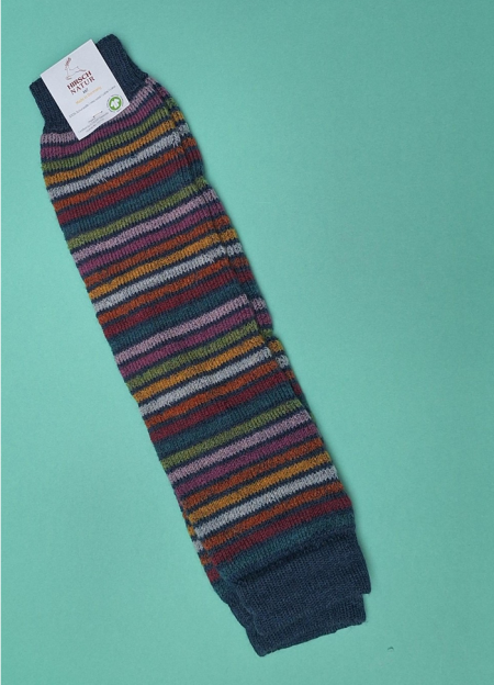 Hirsch natur woolen leg warmers rainbow blue