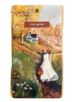 Esther Bennink thee kaart "Veel geluk' huis op de heuvels