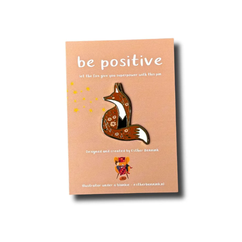 Esther Bennink pin 'be positive' Vos