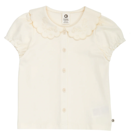 Muesli cotton  shortsleeve cozy me collar puff ss Tofu