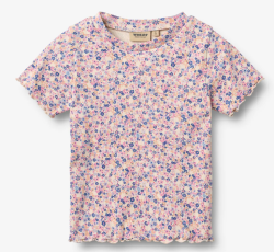 Wheat katoenen tshirt Alicia pink blue flowers