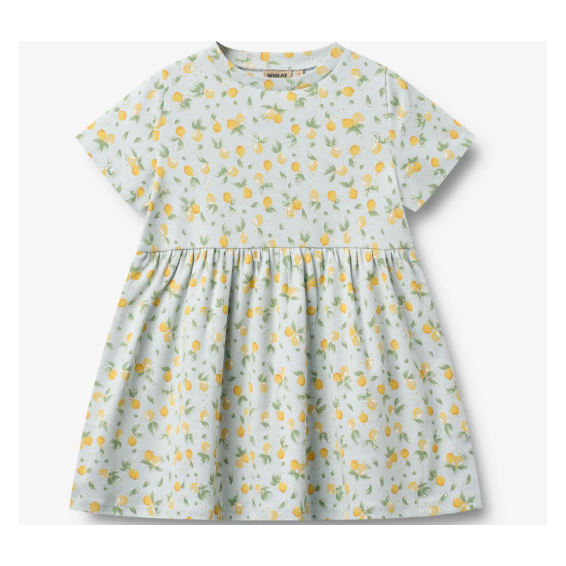 Wheat katoenen jersey jurk korte mouw Anna Summer blue citrus