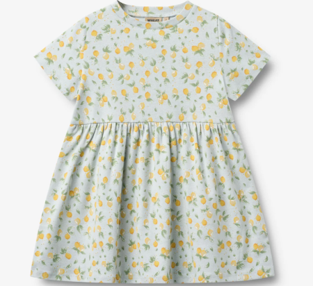 Wheat katoenen jersey jurk korte mouw Anna Summer blue citrus