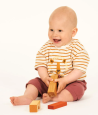 Sense Organics katoenen baby tshirt curry gestreept met leeuw