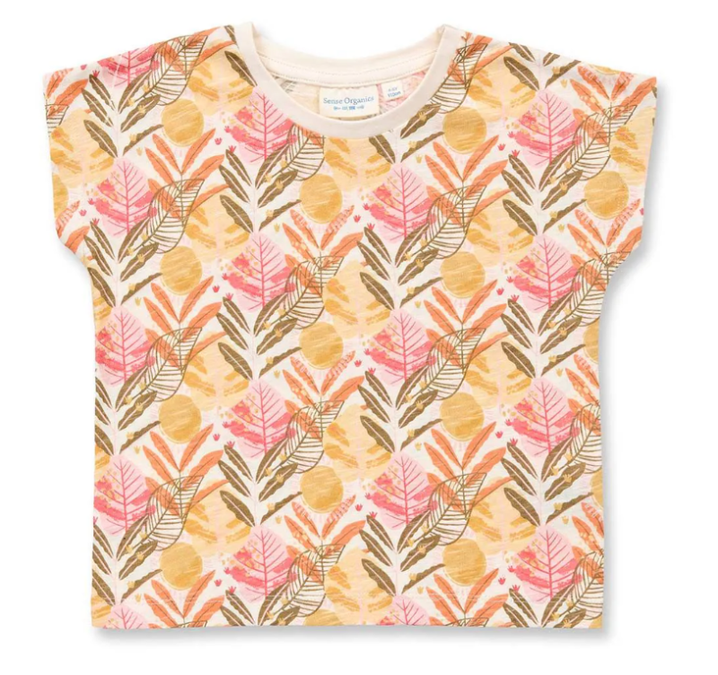 Sense Organics katoenen tshirt all over print leaves