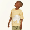 Sense Organics katoenen tshirt geel gestreept met neushoorn