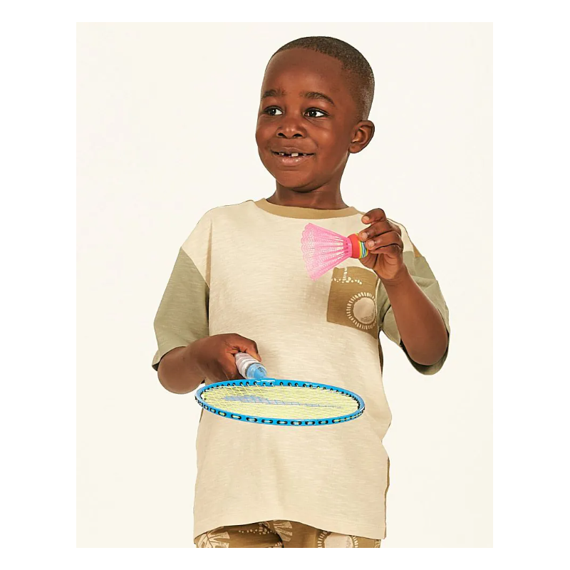 Sense Organics katoenen tshirt khaki zeegras en beige