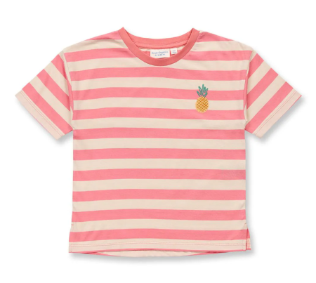 Sense Organics katoenen tshirt roze geestreept met ananas