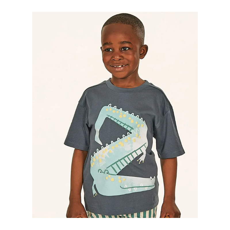 Sense Organics katoenen tshirt petrol met krokodil