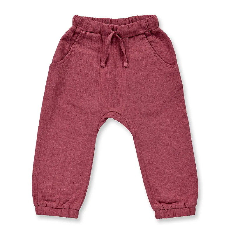 Sense Organics katoenen  double gauze lange broek Loki rose brown