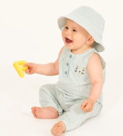 Sense Organics katoenen zonnehoed seersucker blauw gestreept