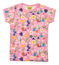 Duns Sweden katoenen shortsleeve Chiffon Lilac Happy Flower