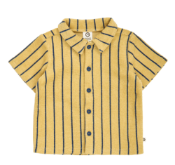 Müsli katoenen terry polo geel met blauwe streep