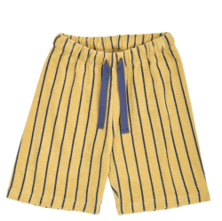 Müsli katoenen korte broek terry geel met blauwe strepen