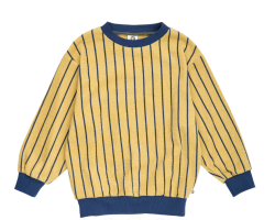 Müsli katoenen terry longsleeve geel met blauwe streep