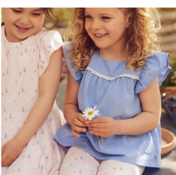 Müsli katoenen poplin shortsleeve lichtblauw