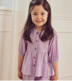 Müsli katoenen paars daisy shirt met roezels