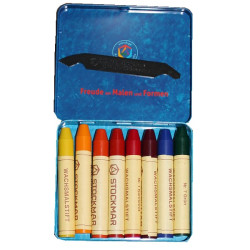 Stockmar beeswax crayons, 8 colours in a tin, waldorf selection