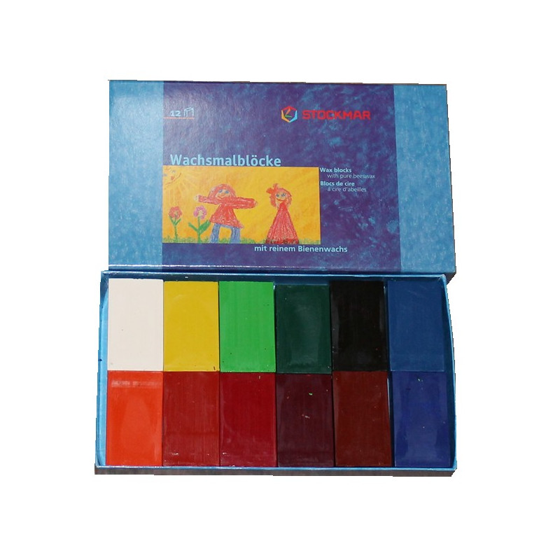 Stockmar beeswax blocks 12 colours in cardboard package