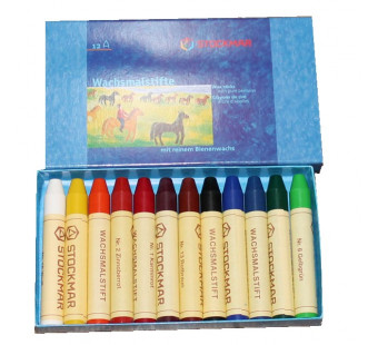 Stockmar beeswax crayons 12 colours in cardboard package