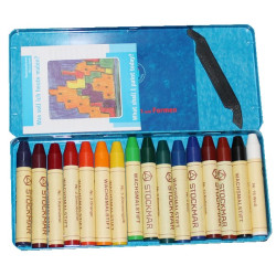 Stockmar 16 beeswax crayons in a tin